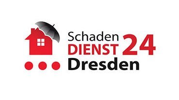 Ein rotes Haus mit einem Regenschirm darüber, das den Schadendienst 24 in Dresden repräsentiert.