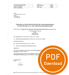 Ein offizielles Dokument mit dem Titel 'Nachweis zur Steuerpflicht' und einem Download-Button für eine PDF-Datei.